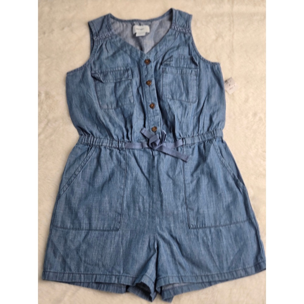 Old‎ Navy Girls Blue Chambray Sleeveless Romper Size S 6-7 NWT